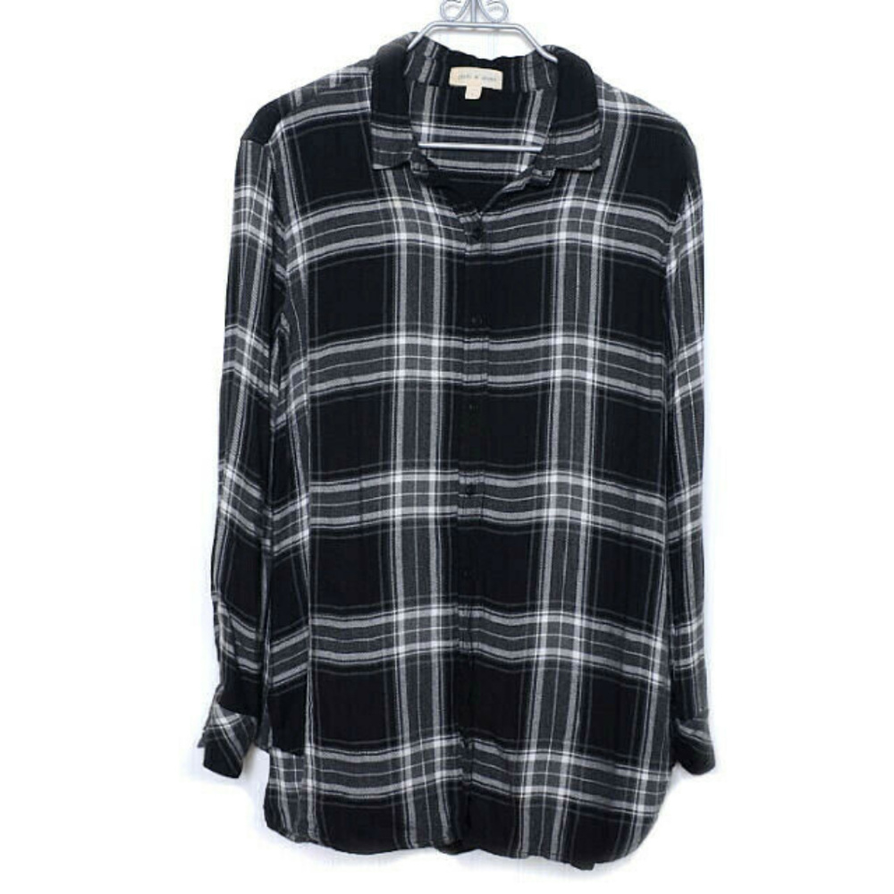 Cloth and Stone Flannel Top Tunic Blouse Lge (j15)